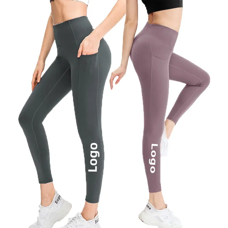 Nuovo arrivo Lulu Quality Women Yoga Leggings vita alta Butt Lifting pantaloni elasticizzati a quattro vie calzamaglia da corsa da palestra con Logo personalizzato