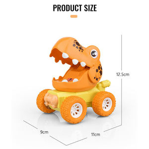 Jouets de voiture dinosaures à bouton-poussoir, 9 pièces, boîte de présentation, vert, rose, orange, avec lumières, musique, matériau ABS, cadeau pour enfants - Product Image 6