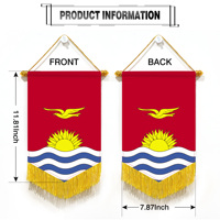 Divers Pays Kiribati 20x30CM Drapeau Fanion Satin Bannière Ajouter Glands Jaunes au Bas du Triangle