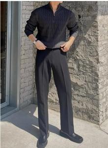 Pull Slouchy avancé pour hommes, pull <span class=keywords><strong>chic</strong></span> à manches longues et à fermeture éclair à <span class=keywords><strong>col</strong></span> <span class=keywords><strong>roulé</strong></span> blanc, saison d'automne - Product Image 5