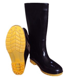 Men's High <b>Top</b> Rain Boots Black <b>PVC</b> Non Slip Work Shoes For Farming Mining Outdoor Use - Product Image 1