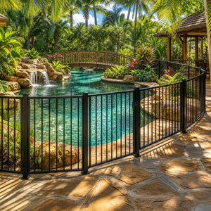 Panneau de clôture de piscine en aluminium, clôture extérieure en métal <span class=keywords><strong>pour</strong></span> projet de délimitation de piscine de villa dans un jardin - Product Image 1