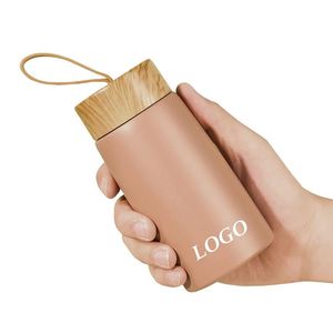 Personalized Logo Thermos Insulated <b>Mini</b> 280Ml Vacuum Wood Grain Hot and Cold Water <b>Bottle</b> for Kids School - Product Image 1