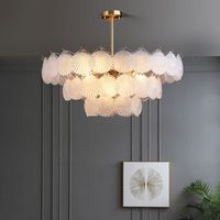Plafonnier LED de style nordique moderne, lustre en cuivre, verre cristal, fer, blanc chaud 3000K AC pour îlot de cuisine, salle à manger