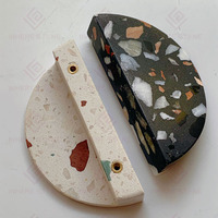 Boutons de porte en terrazzo demi-cercle décoratifs personnalisés uniques meubles de chambre à coucher boutons de tiroir d'armoires de cuisine