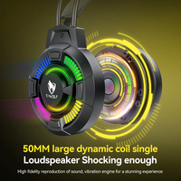 Casque audio et écouteurs T-WOLF H140 à réduction de bruit, casque de jeu filaire supra-auriculaire 7.1 USB avec éclairage LED pour PC