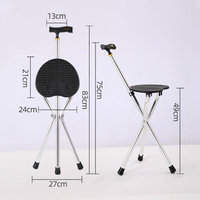 Canne de marche légère en alliage d'aluminium avec chaise pliante intégrée, réglable et portable