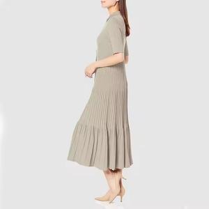 Vestido de Punto Acanalado Sólido Casual de Verano para Mujer, Manga Corta, Estilo Polo, Patchwork, Ecológico, Antiarrugas, Transpirable y Lavable - Product Image 3