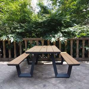 Buiten Stoelen En Tafels Cafe Park Tafel Zitplaatsen Terrasmeubilair Houten En Metalen Banken Picknicktafel - Product Image 1