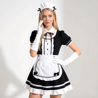 Vestido de Cosplay de Sirvienta Clásico en Blanco y Negro, Disfraz de Lolita para Fiesta de Anime, Uniforme de Camarera, Venta al Por Mayor
