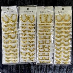 Boucles d'oreilles géométriques irrégulières en acier inoxydable plaqué or 18 carats avec perles et cristaux, vente directe d'usine, transfrontalière pour l'Europe et les États-Unis - Product Image 4