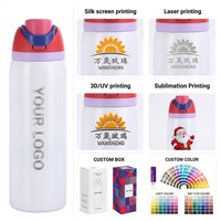 Bouteille d'eau isotherme sous vide en acier inoxydable 304, personnalisable, 16, 19, 24, 32 oz, vierge pour sublimation, avec poignée, paille et couvercle à clapet, pour cadeau