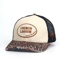 Topi Trucker 6 Panel Richardson 112 Bordir Custom Patch Motif Leopard Cetak Lengkung yang Laris Manis