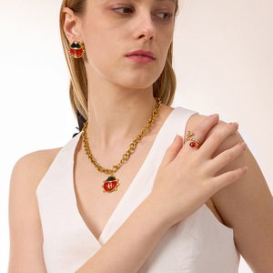 Conjunto de Joyería de Mariquita de Acero Inoxidable para Mujer, Regalo de Moda, Collar y Pendientes - Product Image 3