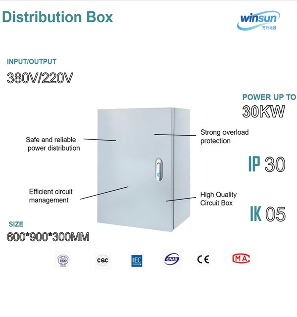 Winsun 30KW 220V/380V 63A Customized Electric Power Distribution Box & Cabinet