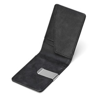 Vente en gros de portefeuilles minces en PU pliable, pince à dollar en métal de luxe en cuir pour hommes, petite poche avant minimaliste, porte-cartes de crédit