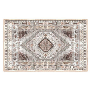 Alfombra de Estilo Persa, Rectangular, con Patrón Geométrico de Medallones, de Fibra de Poliéster, para Sala de Estar, Antideslizante, Fácil de Limpiar - Product Image 1