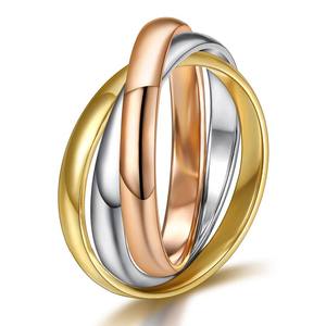 Anillo <span class=keywords><strong>de</strong></span> acero inoxidable chapado en oro <span class=keywords><strong>de</strong></span> 18K resistente al agua, anillo brillante <span class=keywords><strong>de</strong></span> <span class=keywords><strong>tres</strong></span> capas <span class=keywords><strong>de</strong></span> colores a la moda para mujer, anillos <span class=keywords><strong>de</strong></span> acero inoxidable - Product Image 5
