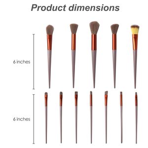 Lot de 13 pinceaux de maquillage professionnels en gros pour usine – Pinceaux pour fard à paupières, mascara et visage, fibres artificielles, manche en plastique inclus - Product Image 3