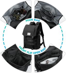 Free Sample Large Capacity Durable Men Vintage Canvas <b>Backpack</b> Retro <b>Roll</b> Top Rucksack Back Pack - Product Image 2