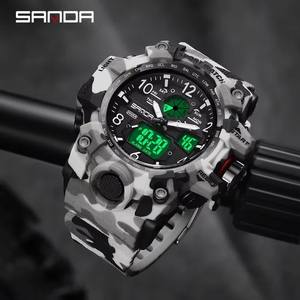 Reloj Deportivo Digital LED de Camuflaje de Lujo SANDA 3358, Resistente al Agua 5BAR, Correa de Goma, Reloj de Pulsera de Cuarzo para Hombre - Product Image 5