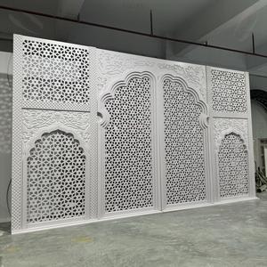 FSDKX Fondo de lujo Fondo de escenario de boda 3D PVC Blanco Hollow Out Arco Telón de fondo - Product Image 5
