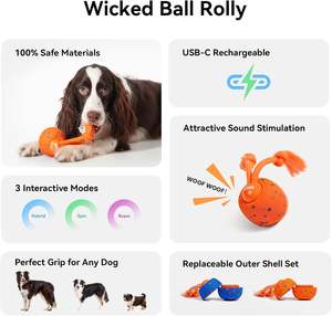 Akıllı İnteraktif Köpek Oyuncağı Wicked <span class=keywords><strong>Ball</strong></span> Rolly Otomatik Hareketli Zıplayan Dönen E-TPU Malzeme İpli Havlayan Ses Aktif Yuvarlanan - Product Image 3