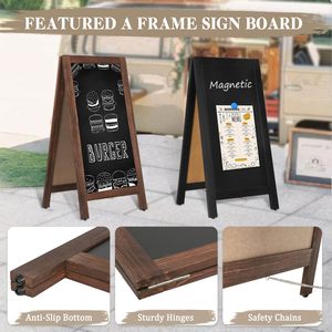 Cartello con cornice in legno, cartello magnetico da 40 "X 20" <span class=keywords><strong>rustico</strong></span> in gesso marrone, cartelli con pannelli Sandwich A doppia faccia all'aperto, lavagna - Product Image 4
