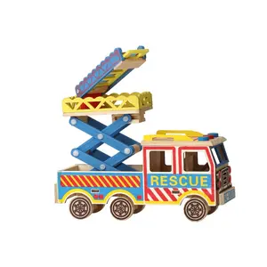 Escalera de simulación de madera inercial grande para niños, camión elevador de incendios, modo de rescate, coche de juguete lfire para niños de 3 a 6 años