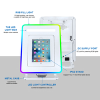 Cabina de Fotos Selfie de Escritorio con Marco Metálico, Luz RGB Ajustable, Compatible con iPad de 10.2/10.5/10.9/11 Pulgadas, Precio al por Mayor