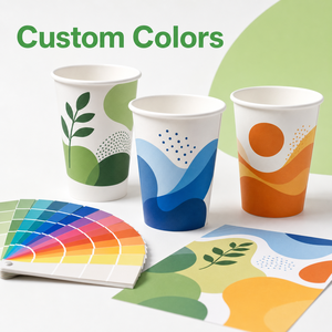 Wholesale Paper <b>Cup</b> <b>Disposable</b> Hot Cold Drink <b>Cup</b> Custom Printed 7oz 9oz 12oz for Coffee Tea Cafe - Product Image 2