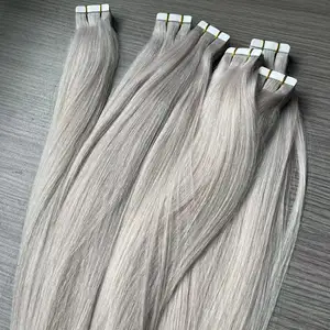 #60 #1001A White Hair Tape Ins Extensions Raw Hair Double Drawn tape ins virgin human hair Raw Virgin Remy Kinky Curly