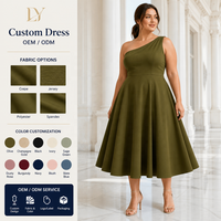 Robe de soirée plissée mi-longue sans manches à une épaule, personnalisée, vente en gros, fabricant