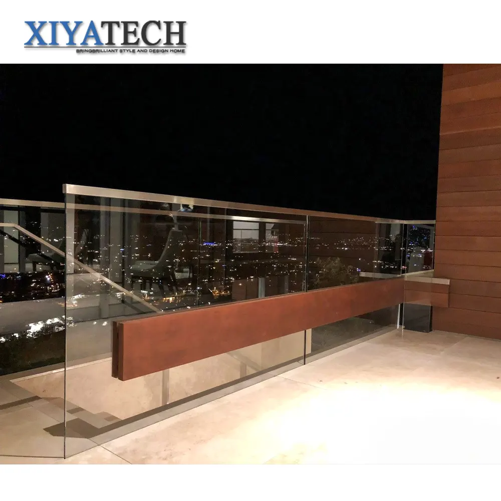 XIYATECH Australian Luxury Handrail Balcony Tinted Black Aluminum Profile U Channel Clamp Glass Railing