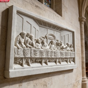 Sculpture en <span class=keywords><strong>bas</strong></span>-<span class=keywords><strong>relief</strong></span> de la Cène sculptée à la main dans le marbre YOUFINE, art mural religieux pour église et chapelle - Product Image 1