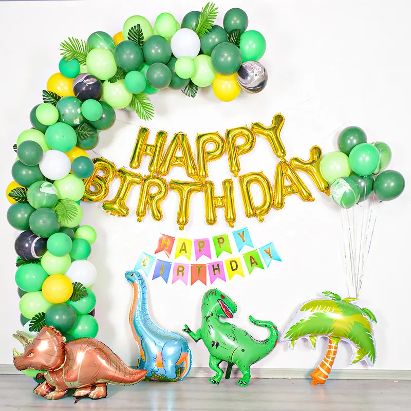 Chúc mừng sinh nhật theo chủ đề in 4D Helium đi bộ lá Khủng Long Sơn Kit Set bóng