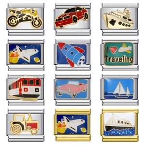 Pulsera Modular Italiana con Temática de Transporte, Diseño Soldado en Acero Inoxidable, Accesorios DIY - Product Image 1