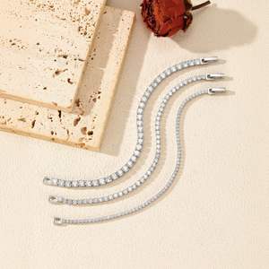 Cadena de tenis y anillo delicado de plata de ley 925 chapada en oro con circonita cúbica, estilo Hip Hop Bling, joyería de regalo - Product Image 3