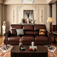 Ensemble de canapés en cuir véritable de style américain vintage, canapé modulaire moderne, meubles pour bureaux, appartements et salons d'hôtel.