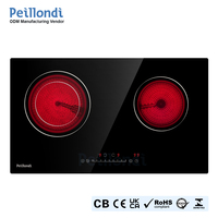 Kompor Keramik Horizontal 60cm Side by Side, 2 Tungku Sentuh Geser 3200W, Cocok untuk Semua Panci, Kompor Tanam untuk RV Studio, CE