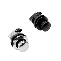 Loquet à bouton poussoir en plastique noir et argenté pour tiroirs de camping-car, caravane et armoires industrielles, avec bouton escamotable