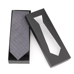 Hersteller kunden spezifische Männer Krawatte Verpackung Box Deckel und Basis Boxen Fliege Hochzeit Bankett Shirt Box mit PVC-Fenster