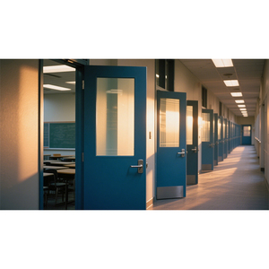 Porta d'acciaio economica della scuola del metallo porta semplice in acciaio dell'aula di porta con la finestra per il progetto dell'ufficio scolastico - Product Image 3