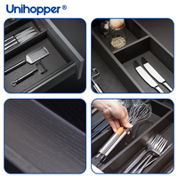 Organisateur de tiroir pour ustensiles de cuisine en acier inoxydable réglable Unihopper avec porte-couteaux, boîte de rangement pour couteaux et fourchettes