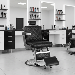 Sillón de Barbería Reclinable Profesional y Moderno para Barberías, Salones de Belleza, Muebles de Salón de Belleza, Popular, de Acero Inoxidable - Product Image 1