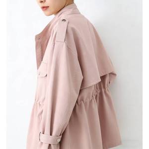 Giacca Casual da Donna Primavera/Autunno - Giacca Cargo <span class=keywords><strong>Rosa</strong></span> con Collo Alto e Cintura Regolabile per Uso Quotidiano - Product Image 2