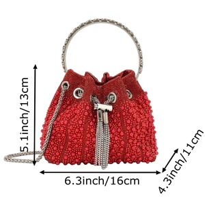 Elegante bolso tipo cubo con diamantes de imitación y correa de cadena, brillante bolso de mano para fiestas, graduaciones y cócteles. - Product Image 2