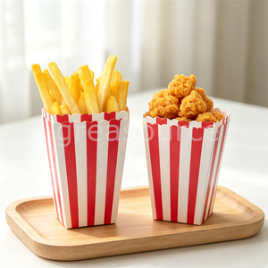Caja de PVC roja y blanca con temática de dulces para exhibición de comida en restaurantes, carros de comida, cines y presentaciones de aperitivos de comida rápida (papas fritas, pollo frito, palomitas de maíz) - Product Image 4