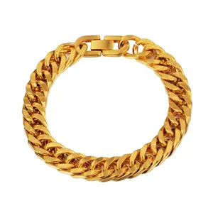 Wholesale Dainty Stainless Steel 24k Adjustable Gold Plated Bracelet Men Women Fashion Jewelry