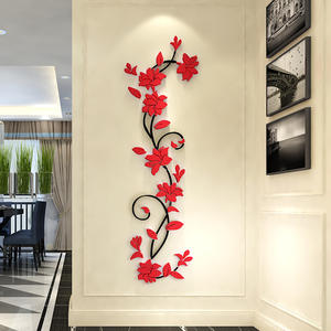 Pegatinas de pared estereoscópicas de vid de flores, calcomanías decorativas interiores 3D, sala de estar, sofá, TV, Fondo, lienzo de pared - Product Image 4